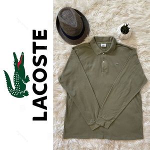 LACOSTE Taupe / greenish long sleeve polo shirt, Sz 6